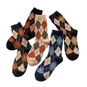 2022 New Wholesale Ladies Thick <b>Wool</b> Crew Winter Calcetin Chaussettes Plaid Pattern Woolen <b>Socks</b> Women Unisex - Product Image 2