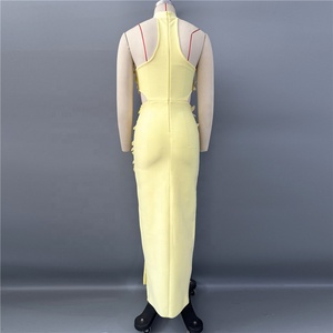 Abito <span class=keywords><strong>da</strong></span> Donna alla Moda <span class=keywords><strong>con</strong></span> Applicazioni, Halter, Fasciante, Sexy, Patchwork, Senza Maniche, Elegante per Serate di Gala - Product Image 3