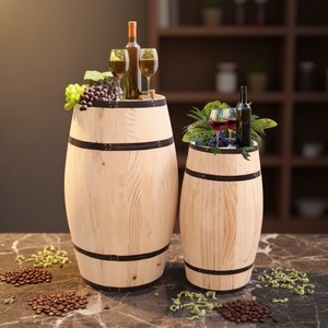 Seau à nourriture en bois de grande taille pour la décoration - Product Image 4