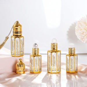 Bouteille à rouleaux dorés de 3ml 6ml 10ml 12ml Petit rouleau d'huile de <span class=keywords><strong>parfum</strong></span> sur bouteille Attar en verre Bouteille en verre vide colorée rechargeable personnalisée - Product Image 4