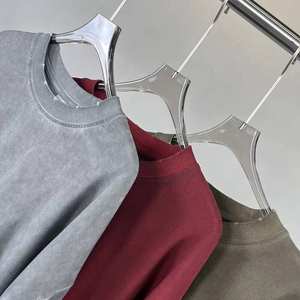 Camiseta de manga larga unisex de alta calidad al por mayor, estilo vintage, teñido desgastado, de gran gramaje, con efecto de color frito y empalmes. - Product Image 2