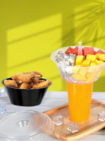 Tasse à hotpot et à thé au lait en PP jetable épaissie, très populaire, avec support pour poulet frit aux fruits à tenir au pouce, pour boissons