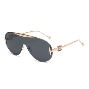 Luo Jia Frameless One Piece <b>Sunglasses</b> For Women Black Metal Frame Pc Lens Uv400 Night Vision <b>Oversized</b> Aviator Style - Product Image 5