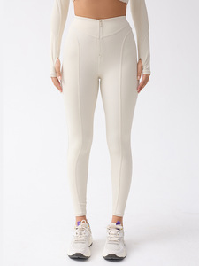 Leggings acanalados de cintura alta con cremallera, <span class=keywords><strong>ajustados</strong></span>, moldeadores, elásticos, para deporte, fitness, yoga, <span class=keywords><strong>pantalones</strong></span> largos, cálidos, para <span class=keywords><strong>esquí</strong></span>, activos - Product Image 3