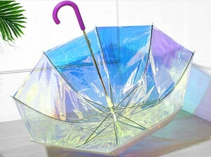 <span class=keywords><strong>Parapluie</strong></span> <span class=keywords><strong>holographique</strong></span> en plastique PVC, Transparent, irisé et de couleur, dégradé coloré, à la mode - Product Image 6