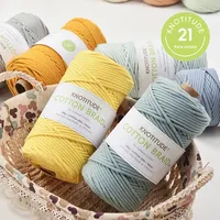 Nouveau Kit de Tissage DIY 21 pièces en Fil Chenille Filé 3mm, Teint à la Main, pour Tapisserie Petite Marguerite, Cordon de Téléphone 100m, 100% Coton