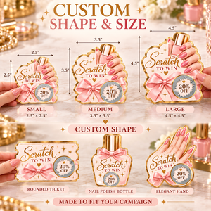 Tarjeta Rasca y Gana Personalizada con Impresión en Dorado Opaco para Promoción de Juegos, con Revestimiento Suave para Raspar y Ganar, Ideal para Productos de Belleza - Product Image 5