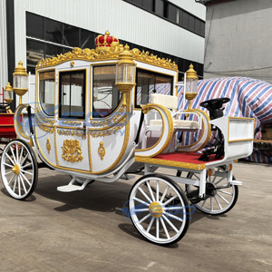 Calèche de Mariage de Luxe Blanche, Calèche Royale en Forme de Citrouille à 4 Roues Électrique à Vendre - Product Image 6