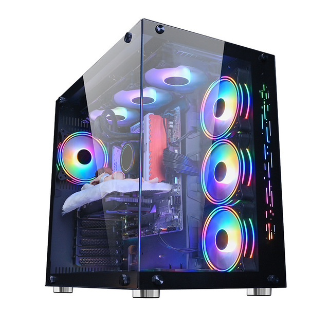 Robin 2 Computer Case Rgb Cpu Atx Tempered Glass Window Desktop Mid-Tower Computer Case