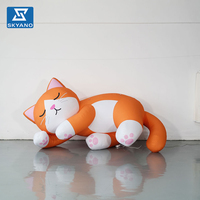 Modèle de chat orange gonflable personnalisé, géant, mignon, mascotte animale pour la publicité et la décoration d'événements en plein air