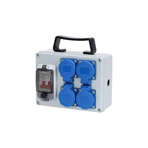 4-Outlet IP65 Weatherproof Junction Box 195x145x75mm with 4x 10A Sockets and 1x 63A 2P Circuit Breaker - Product Image 1