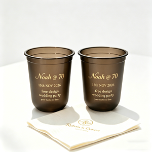 Vasos de Plástico Transparente para Mascotas de 500 ml y 300 ml, con Logotipo Personalizado, Vasos de Plástico para Bebidas de Té de Burbujas y Café de 12 oz y 16 oz, con Tapas y Servilletas para Bodas - Product Image 1