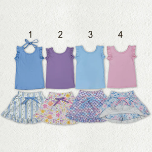 Conjuntos de Ropa Deportiva para Bebés y Niñas, Tops sin Mangas con Lazos de Flores, Faldas y Pantalones Cortos - Product Image 4