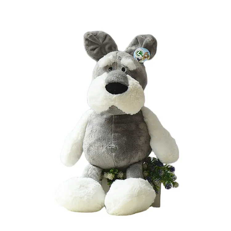 Juguete de peluche de perro de simulación personalizado de fábrica de 35cm, Animal de peluche, juguete de perro Schnauzer realista de súper alta calidad