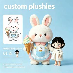 Peluche de Conejo con Orejas Caídas de la Marca Ice Cream Clerk, Muñeco de la Marca de Bebidas Frías, Regalo Promocional para Supermercados - Product Image 1