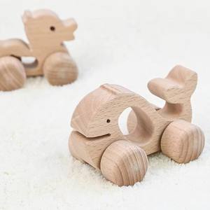 Mini voiture en bois Montessori pour l'apprentissage des capacités sensorielles et motrices des bébés, jouet à hochet en bois pour tout-petits - Product Image 3