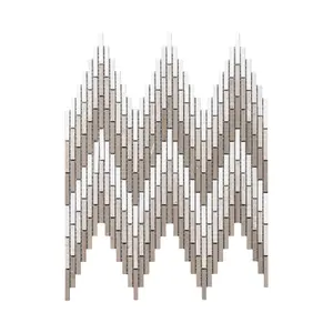 Kichen-azulejo de mosaico de mármol, color madera gris, antisalpicaduras
