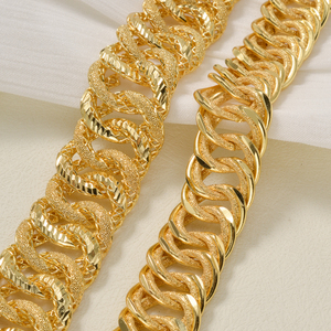 polished custom <b>copper</b> party homme femme thick textured curb link glamorous wholesale fashion 18k gold plated <b>bracelet</b> set - Product Image 3