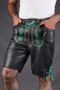 Pantalones de cuero de diseño personalizado para hombre Oktoberfest bávaro Lederhosen bordado cintura media patrón recto antiarrugas - Product Image 5