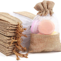 Sac en organza de lin naturel avec logo personnalisé, pochette cadeau en toile de jute, sac à bonbons en toile de jute avec cordon de serrage, sacs à café en toile de jute