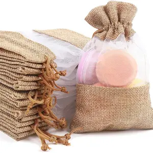 2 पाउच drawstring बैग Suppliers-कस्टम लोगो प्राकृतिक लिनन organza बैग बर्लेप उपहार पाउच बर्लेप drawstring कैंडी जूट कॉफी बैग
