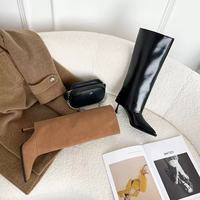Bottines en daim pour femmes, convertibles, hauteur genou, talon aiguille, bout pointu, fermeture éclair, confortables, design au-dessus du genou, augmentant la taille