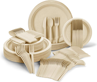 Ustensiles jetables écologiques en bagasse de canne à sucre, fourchettes, couteaux et cuillères biodégradables et compostables pour les restaurants de restauration rapide