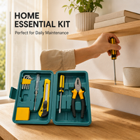 Ensemble d'outils à main pour la maison, 12 pièces, kit de réparation domestique avec étui en plastique portable, outils de quincaillerie, pinces combinées, tournevis