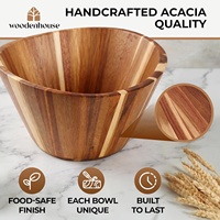 Grand saladier en bois d'acacia, 12 pouces de diamètre, capacité de 6,36 litres, design ondulé fait main, origine Chine, multi-usages