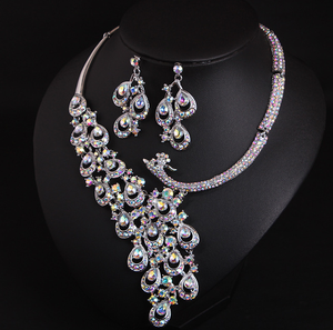 Conjunto de Joyas de Novia con Collar y Aretes de Cristal de Diamante Variado, Conjunto de Joyas de Cristal Multicolor para Mujer, Regalos de Novia - Product Image 5