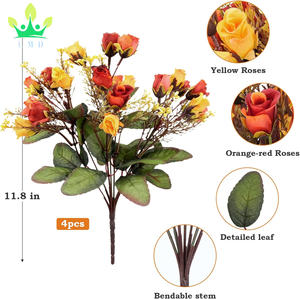 <span class=keywords><strong>Fiori</strong></span> artificiali rosa di seta per piccole Rose che sbocciano <span class=keywords><strong>fiori</strong></span> di autunno Bouquet di <span class=keywords><strong>fiori</strong></span> con stelo per <span class=keywords><strong>vaso</strong></span> matrimonio autunno festa di Halloween - Product Image 2