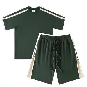 2024 Individuelles Herren Streetwear Tracksuit 100 % Baumwolle Sommer zweiteiliges Shorts-Set Herrenhemden Set übergroßes T-Shirt kurzes Set