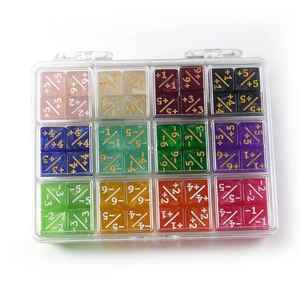 48 dados acrílicos D6 de 12 mm con purpurina, con valores de +1 a -1, para juegos de rol y accesorios de juegos de mesa - Product Image 3