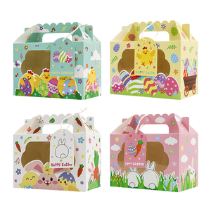 Cajas de Regalo Plegables y Reciclables con Diseño de Conejito y Huevo de Pascua, Personalizables, de Cartón, con Ventana, para Regalos, Dulces y Recuerdos de Fiesta - Product Image 1