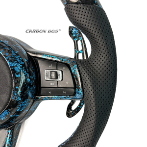 Volant en fibre de carbone forgée <span class=keywords><strong>bleu</strong></span> clair véritable pour VW MK7 <span class=keywords><strong>Golf</strong></span> 7 Mk7.5 MK8 <span class=keywords><strong>Golf</strong></span> 5.5 Mise à jour GTI Polo 7 GTS R Livraison directe - Product Image 3