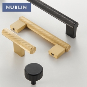 Nurlin Solid Brass New Tuyến Tính Nội Knobs Dài T-Bar Đồ Nội Thất Tủ Quần Áo Ngăn Kéo Xử Lý Kéo Tủ Thanh Vuông Feet - Product Image 1