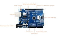 Placa de Desarrollo UNO-R3 de Alta Calidad, Chip CH340G+MEGA328P de 16Mhz para Placa Base UNO R3, Cable USB
