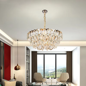 Hangende hanglampen hotel woonkamer moderne armaturen luxe heldere led kristallen bladvormige kroonluchter - Product Image 3
