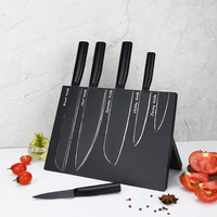 Ensemble de 6 couteaux de cuisine de haute qualité avec bloc magnétique noir en acier inoxydable – Vente chaude directe usine