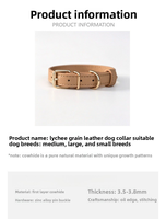 Collar de Cuero Premium con Patrón de Lichi para Perro, Ajustable, de Piel Genuina de Vacuno, Suministros Profesionales para Mascotas, Venta al por Mayor de Fábrica OEM