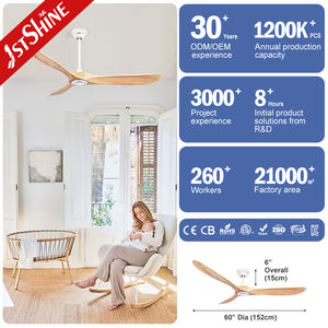 1stshine Ventilateur de plafond Offre Spéciale bois massif 220V 3 pales 60 pouces Ventilateur de plafond à distance avec moteur DC - Product Image 3