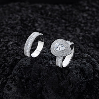 Nouvelle bague de couple en forme de goutte d'eau entièrement micro-sertie de diamants, en argent sterling S925, par la fabrique de bijoux MuShan – Ensemble de bagues tendance pour femme