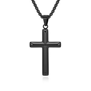 Unisex, trendy, and stylish <b>titanium</b> steel cross necklace for men; a unique, sophisticated, and artistic pendant. - Product Image 5