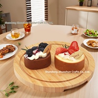 Plateau à gâteau en bois avec couvercle en acrylique, présentoir à desserts, support de rangement domestique, plateau à collations, assiette en bois massif, design moderne et minimaliste