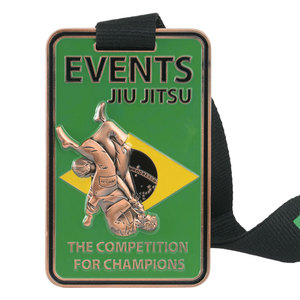 Medalla Deportiva Rectangular de Jiu Jitsu Brasileño con Diseño Personalizable, Medalla de Premio de Esmalte Fundido en 3D con Cordón para Eventos de Artes Marciales - Product Image 1