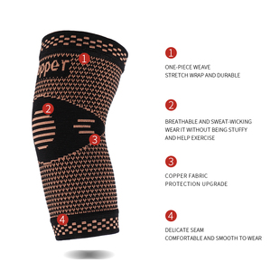 Courir Respirant Nylon <span class=keywords><strong>Genouillère</strong></span> Ligament Soutien Pas Cher Tricot Cuivre Spandex Coudière - Product Image 4