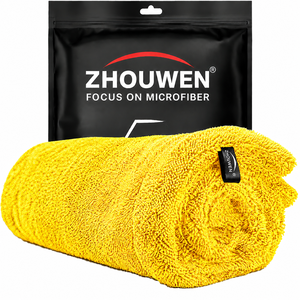 Toalla <span class=keywords><strong>de</strong></span> microfibra <span class=keywords><strong>de</strong></span> poliéster Zhouwen para lavado <span class=keywords><strong>de</strong></span> coches, súper absorbente, 1400 GSM, <span class=keywords><strong>de</strong></span> doble cara con bucle retorcido, paño <span class=keywords><strong>de</strong></span> detallado para secado <span class=keywords><strong>de</strong></span> coches - Product Image 2