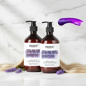 Shampooing capillaire argenté Riginas, dites adieu au jaune, 500 ml, shampooing violet, marque privée pour salon - Product Image 1