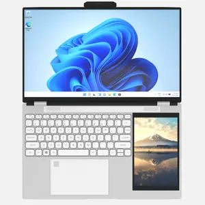 ब्रांड अनुकूलन 180 कोण खोलने दो मॉनिटर नोटबुक पीसी इंटेल Celeron N5105 ट्रैक्टर कोर दोहरी स्क्रीन टच लैपटॉप