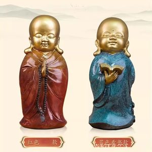 Figurine de Bouddha en cuivre et or, ornement artistique fait à la main, décoration artistique pour le salon, cadeau - Product Image 5